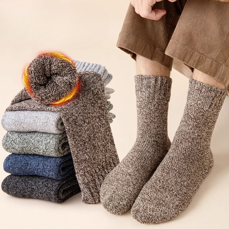 Thermal Sock Winter - 5 par jednokolorowych skarpet bawełnianych do